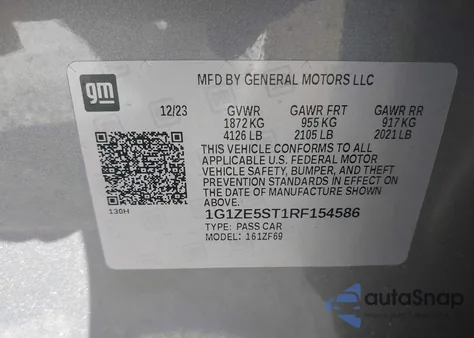 2024 Chevrolet Malibu Premier from USA, damaged, VIN 1G1ZE5ST1RF154586